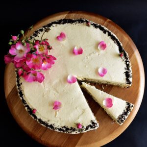 Coffee Cake with Buttercream and Rose Decorations