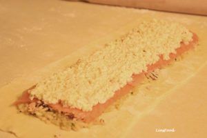 Coulibiac boiled eggs layer
