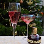 Chambord Royale, red cocktail in champagne flute