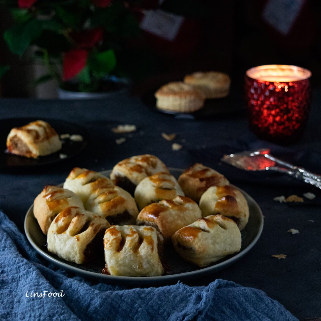 Vegetarian Sausage Rolls with Mango Chutney