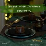 stress free christmas secrets with picture of mini christmas pudding with bokeh lights