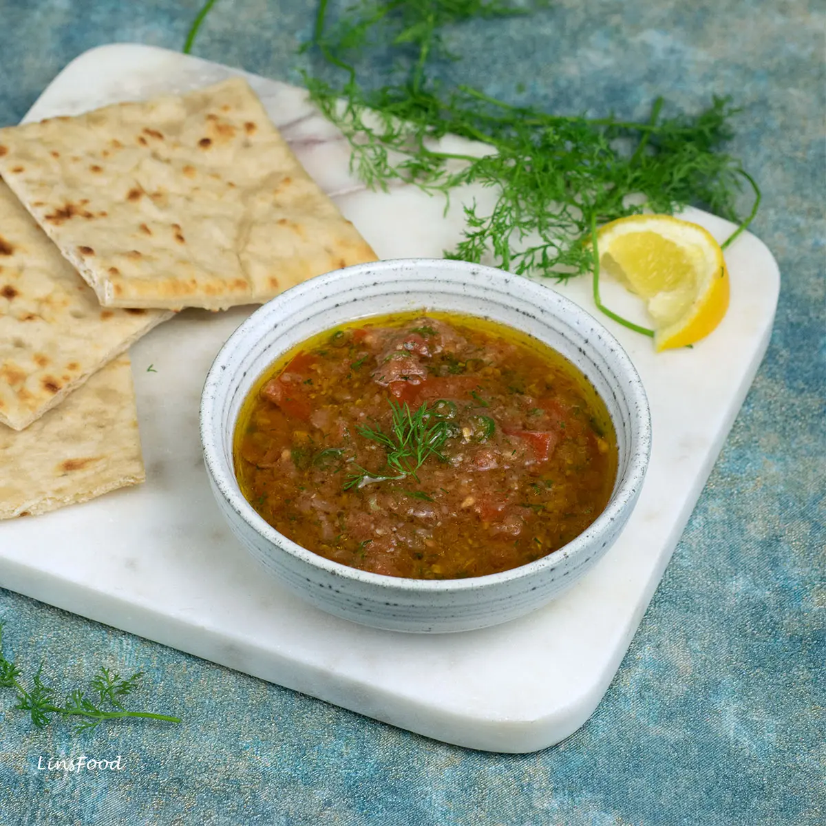 Dagga Gazawiyyah (Hot Tomato and Dill Salsa from Gaza)